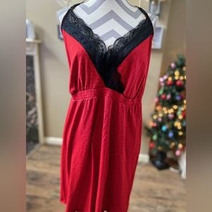 Plus size Cacique 22/24 red polka dot lace nightgown